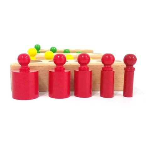 Cilindrii montessori - 4 seturi cilindri din lemn colorati